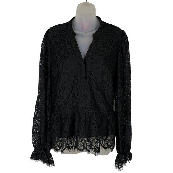 Lilly Pulitzer JACELYNNE Long Sleeve Carnival Lace Onyx Top in Black M NWT $168 - Picture 4 of 10